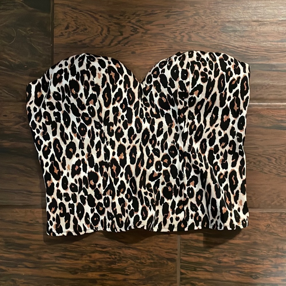 Worn Womens Strapless Top Cheetah Print Size Small